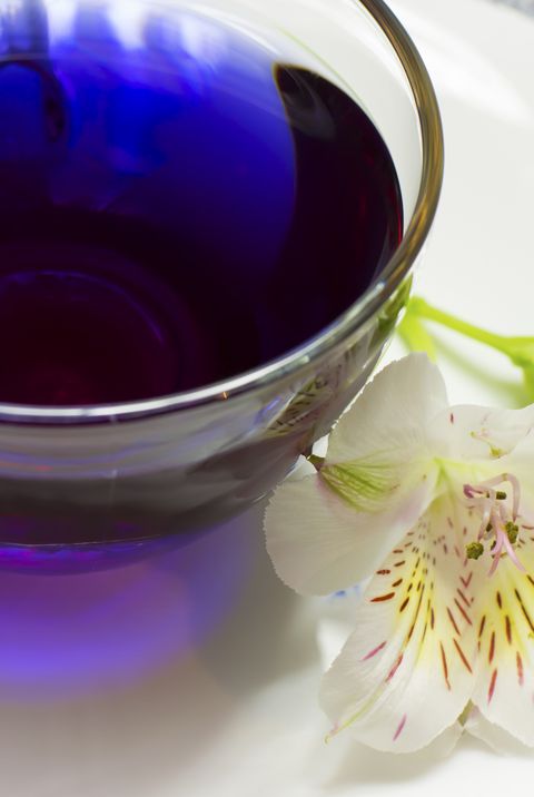 中草药茶, 紫色, 伯爵茶, 紫罗兰色, 花, 饮料, 植物, 盅, 玻璃, 茶,